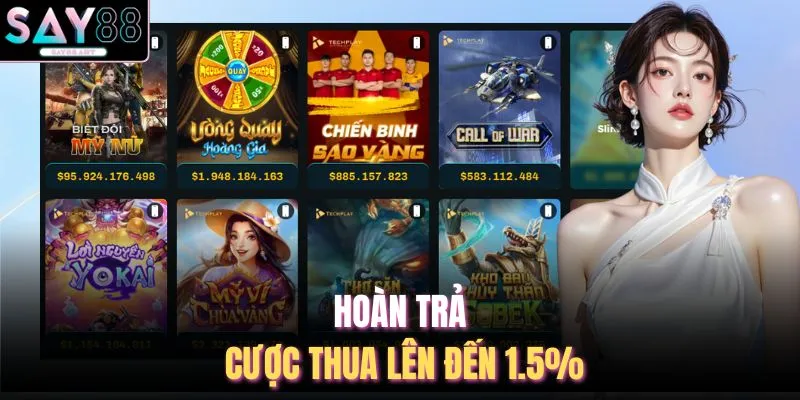 Hoàn trả cược thua lên đến 1.5%